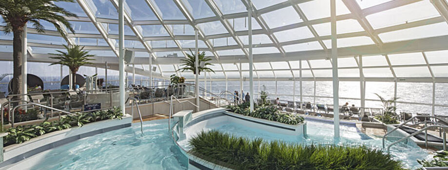 Two70 - панорамный зал с бассейнами, кафе и зонами отдыха на Quantum of the Seas
