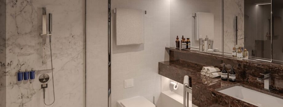 Ванная комната в стандартной каюте Ocean Terrace Suite